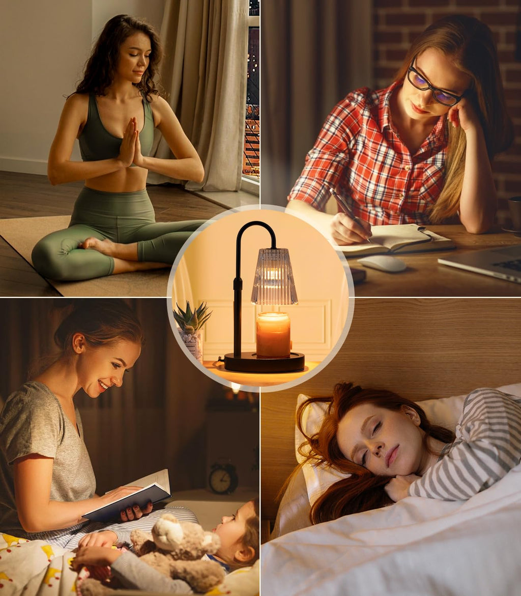 Electric Candle Warmer Lamp with Dimmer Adjustable Height Timer Glass L65822