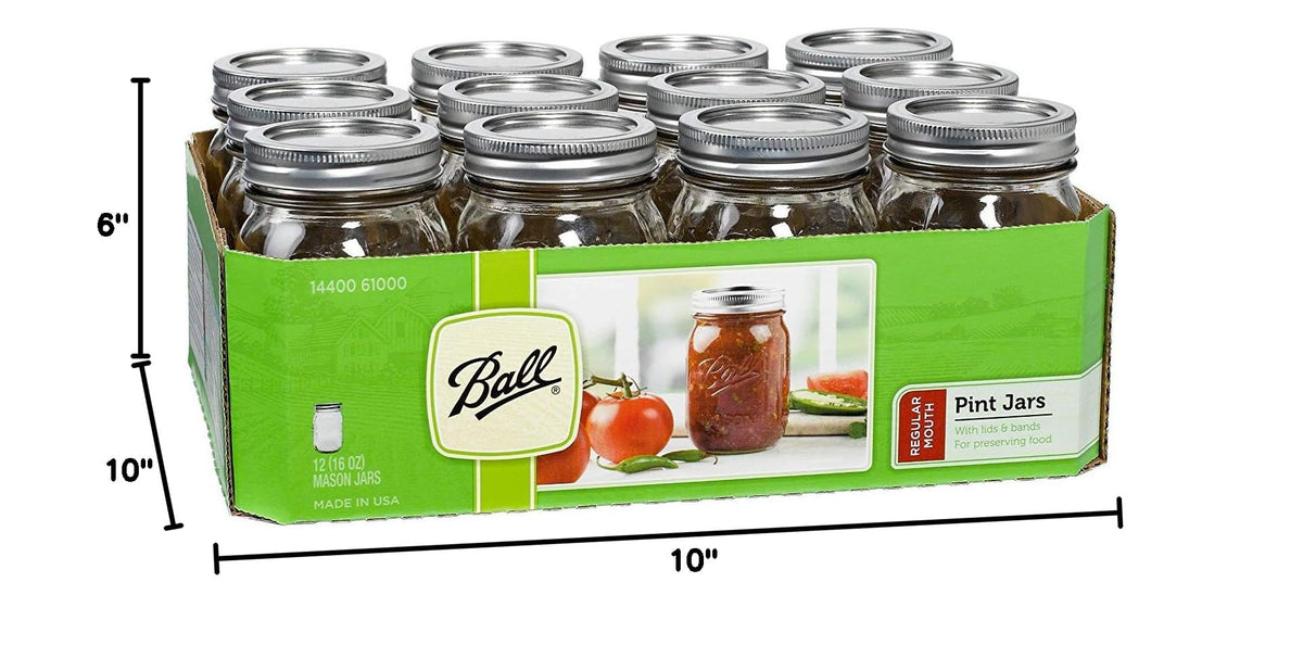 16 oz Regular Mouth Mason Jar with Lids and Bands (12 Units) S863347