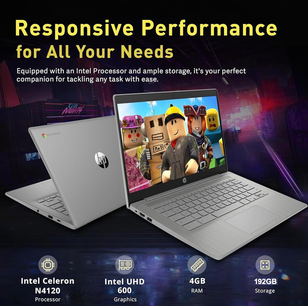 14" HD Chromebook, Quad-Core Celeron, 4GB RAM, 192GB Storage D20010