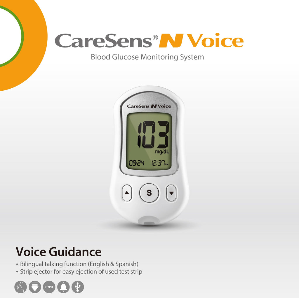 Blood Glucose Monitoring System with Talking Meter, 300 Test Strips, 100 Lancets, Lancing Device and Carrying Case M436032
