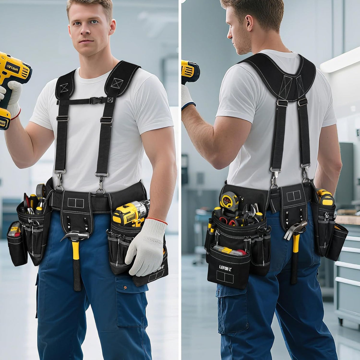 27-Pockets Heavy Duty Tool Belt with Suspenders S1478