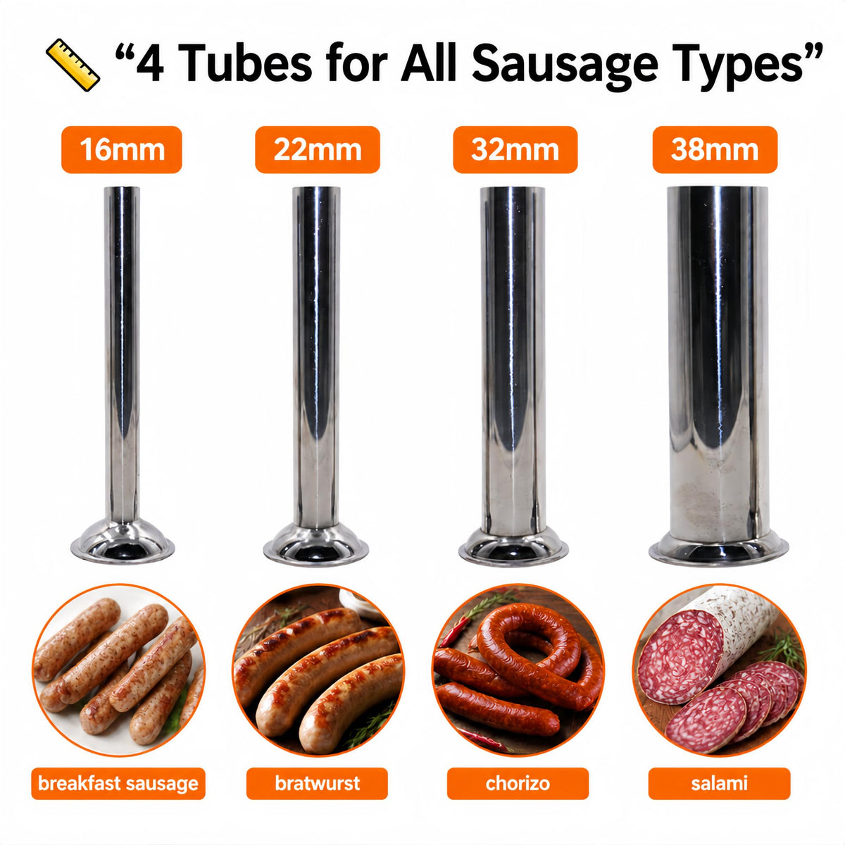 3L Stainless Steel Manual Sausage Stuffer with 4 Tubes G538118