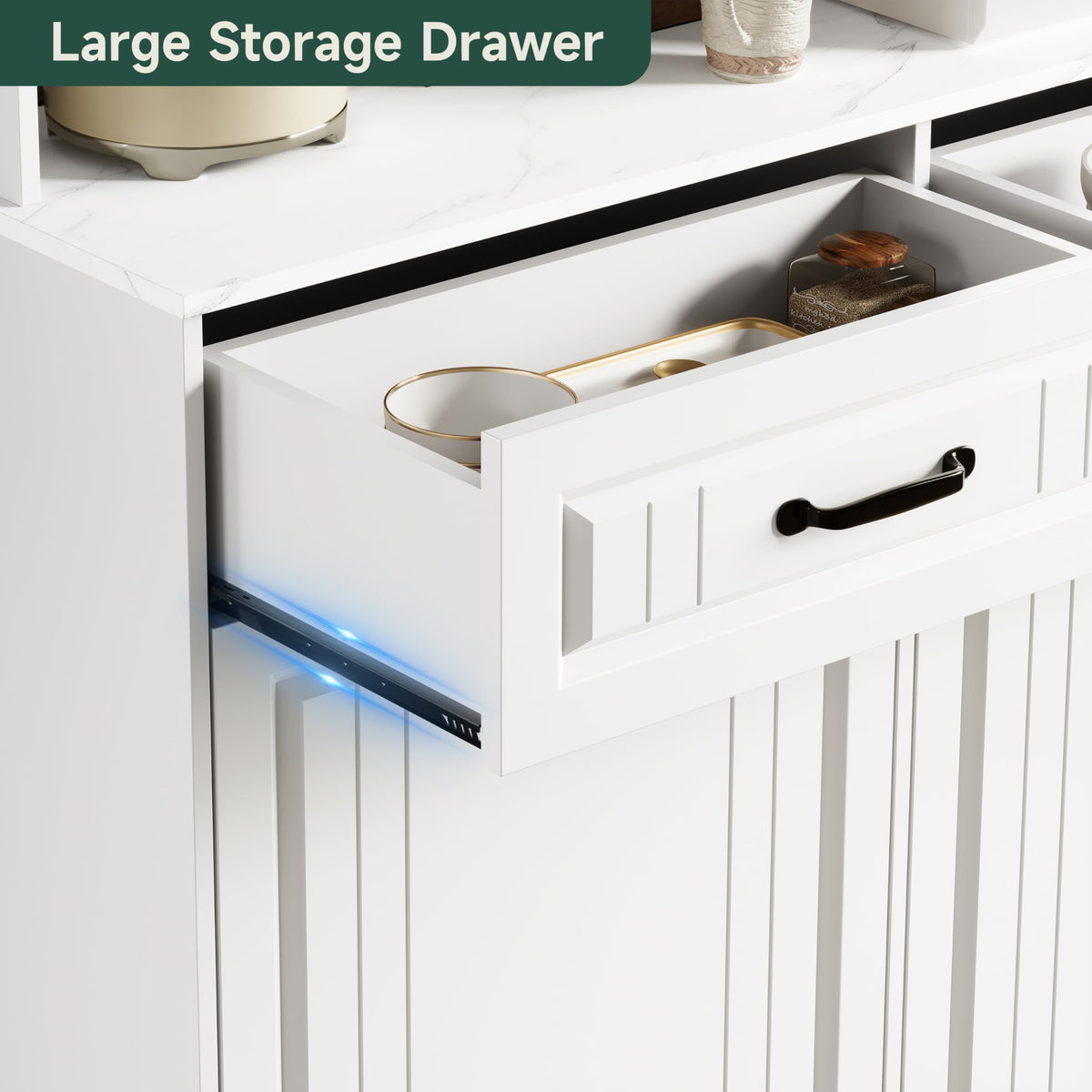 13 Gallons Double Tilt Out Trash Can Cabinet with Power Outlet, 71" Tall Kitchen Pantry Storage Cabinet, White W78664