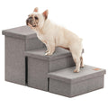Foldable Pet Stairs with Storage, Grey, 3 Steps L467346