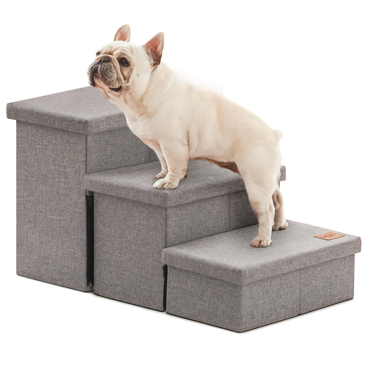 Foldable Pet Stairs with Storage, Grey, 3 Steps L467346