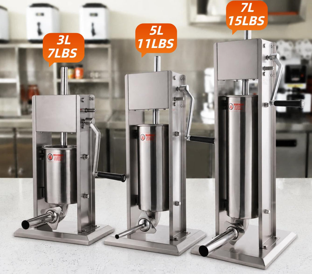 3L Stainless Steel Manual Sausage Stuffer with 4 Tubes G538118