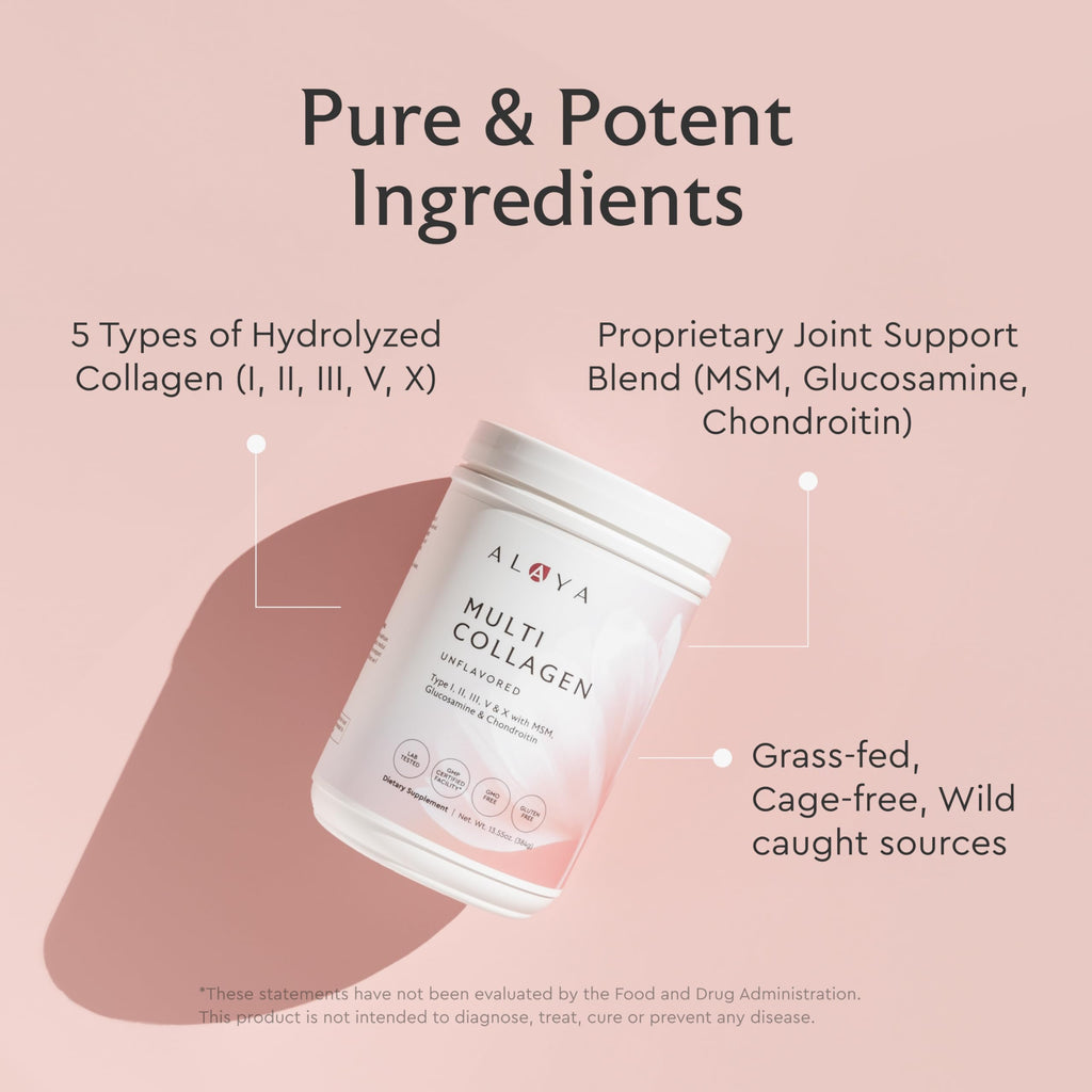 Multi Collagen Powder Type I II III V X Hydrolyzed Collagen Peptides MSM Unflavored 40 Servings H69455
