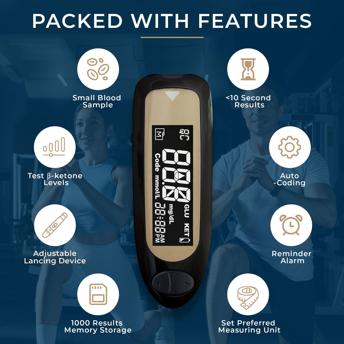 ß-Ketone Testing Kit + 40 Keto Strips + 40 GLU Strips U16859