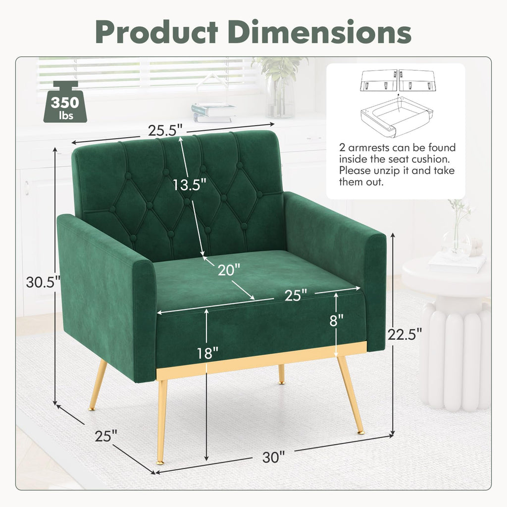 Green Velvet Accent Chairs Set of 2 O752684