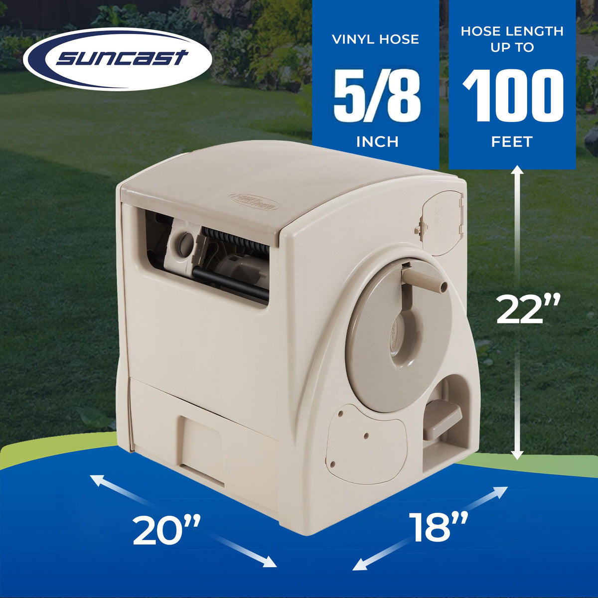 Automatic Rewind Garden Hose Reel, 100 ft. 5/8 in. Vinyl Hose Holder N2642