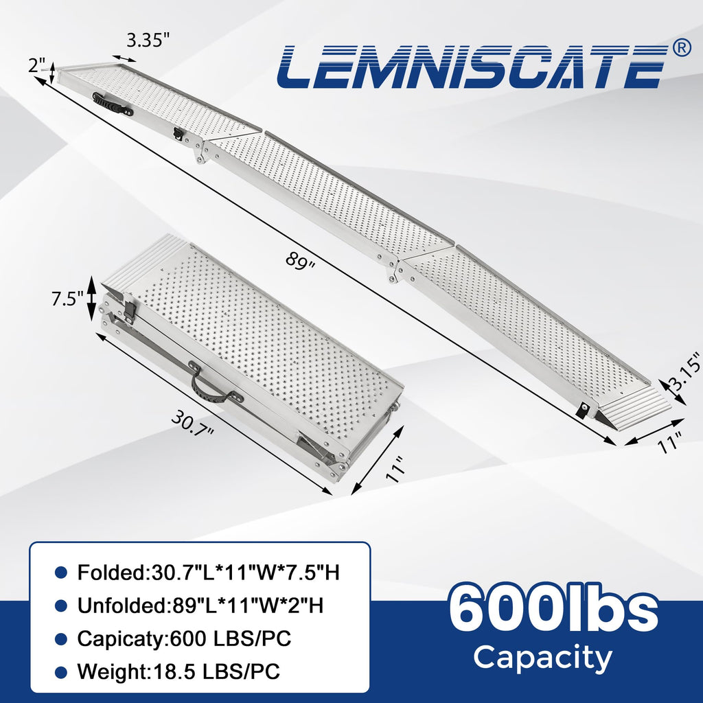 Aluminum Tri-Fold Motorcycle Ramp 600 lb Capacity Y219