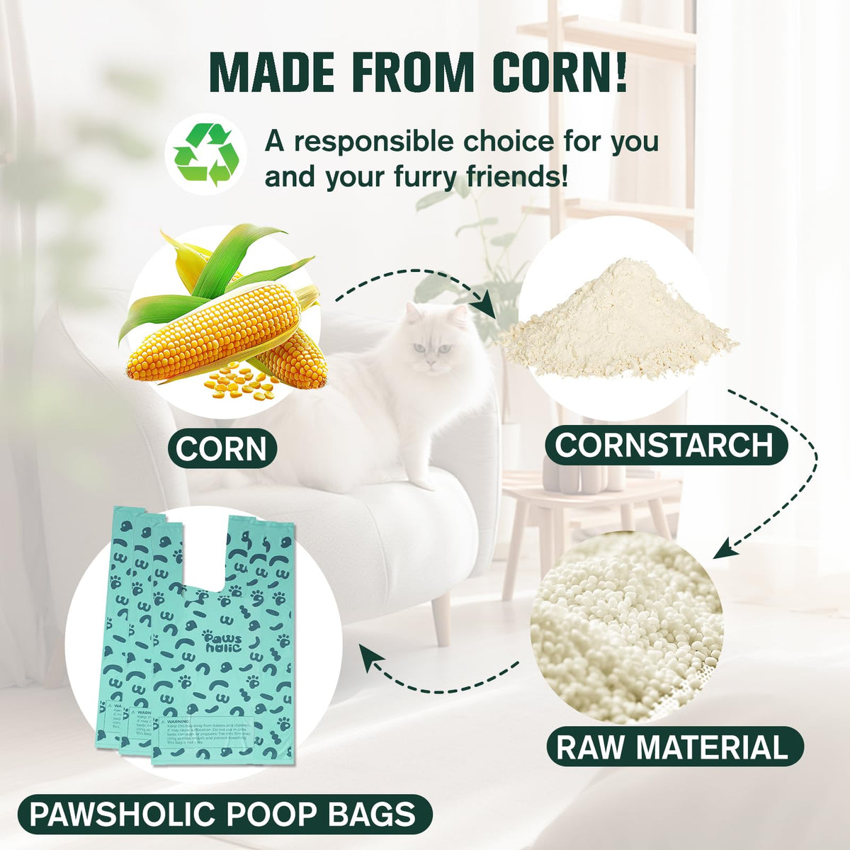 Cornstarch Based 180 Count 1.1 Gallon Lavender Scent Leak Proof Poop Bags with Handle A2545