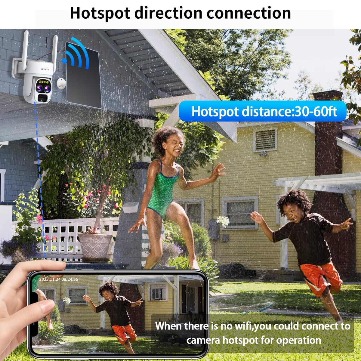 Wireless Solar Security Camera 360 PTZ Dual Lens 10x Zoom 2K L5588
