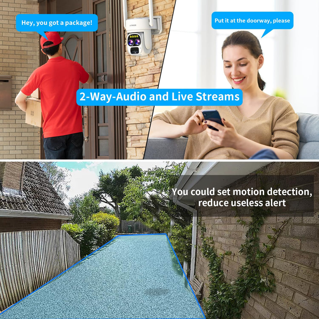 Wireless Solar Security Camera 360 PTZ Dual Lens 10x Zoom 2K L5588