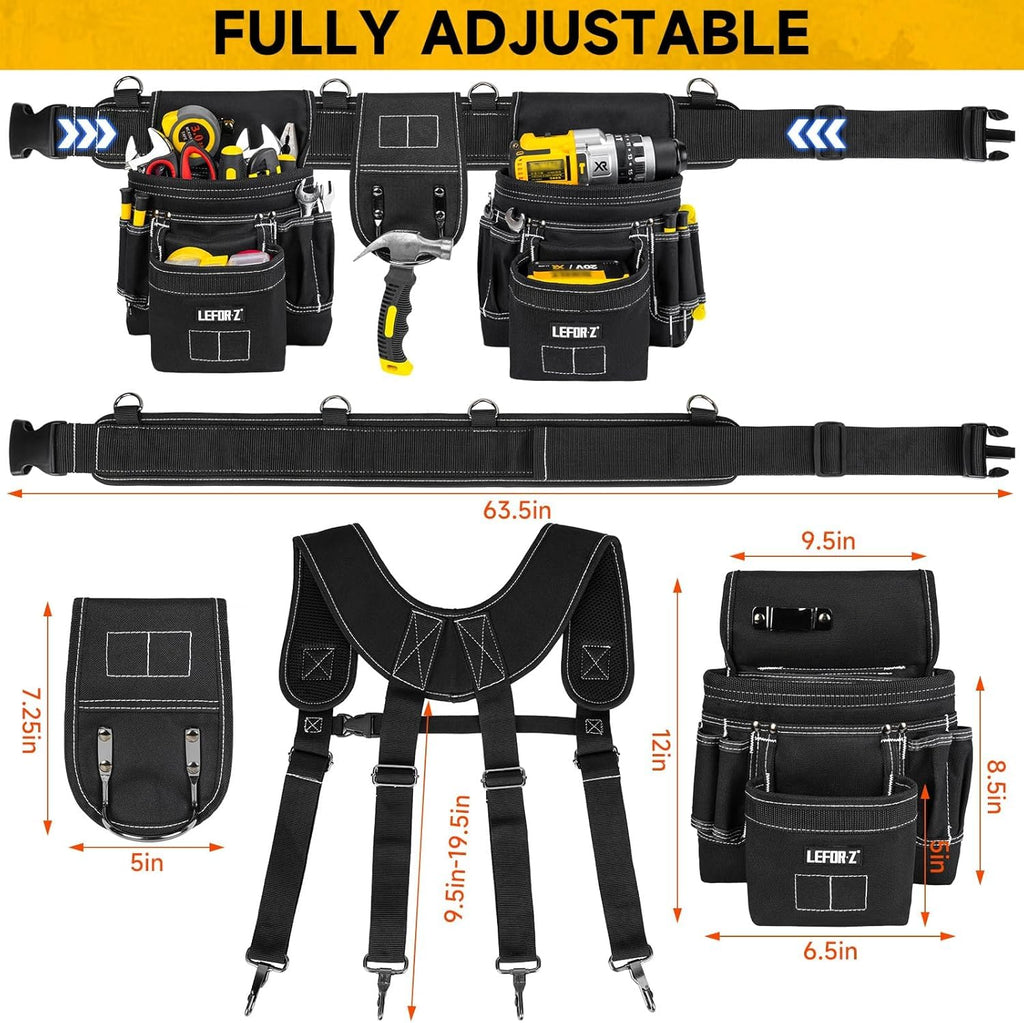 27-Pockets Heavy Duty Tool Belt with Suspenders S1478