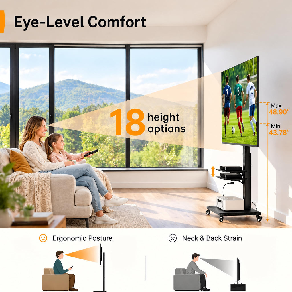 Tilt & Swivel Rolling TV Stand with Power Outlet D241310