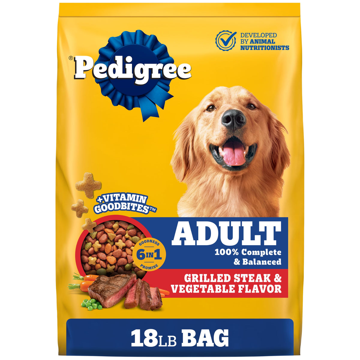 Adult Complete Nutrition Dry Dog Food Steak & Vegetable 18 lb L774445