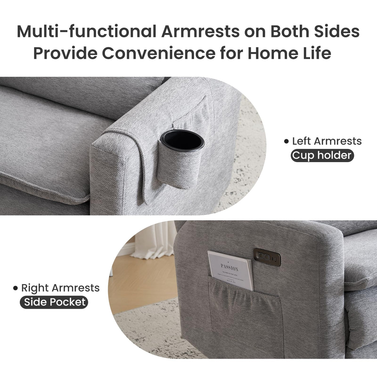 Oversized Swivel Rocker Recliner with Adjustable Headrest A721