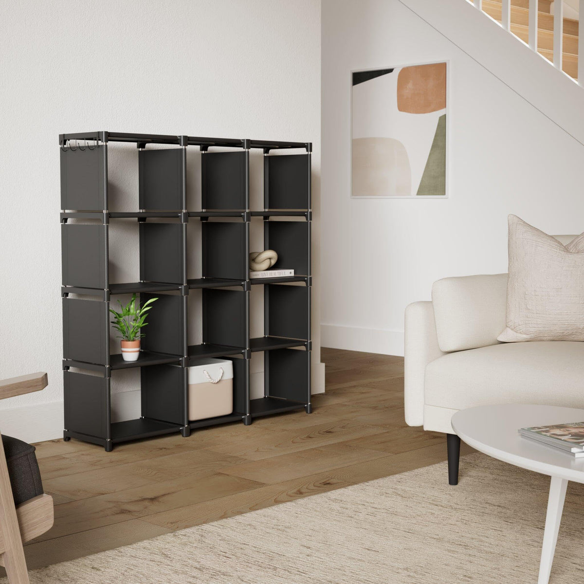 Black 12 Cube Metal Bookcase T259