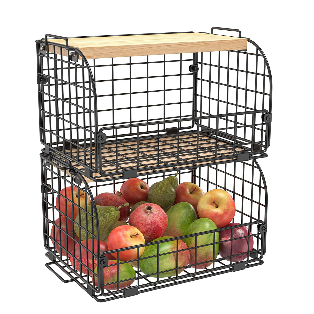 Stackable Wire Basket with Openable Top O101313