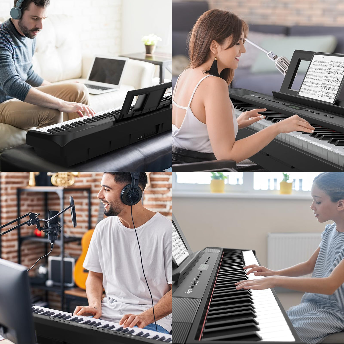88 Keys Weighted Hammer Portable Electric Keyboard Piano with Stand J559