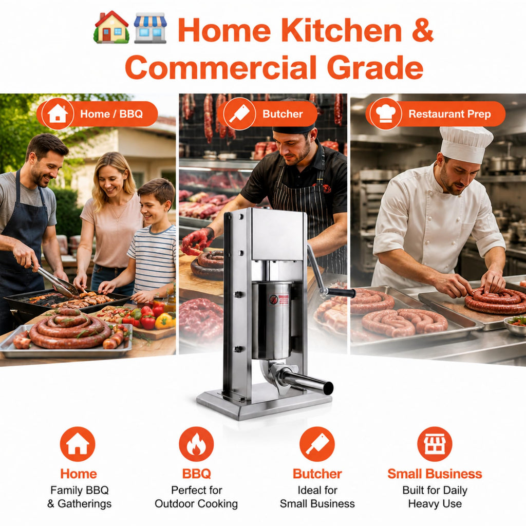 3L Stainless Steel Manual Sausage Stuffer with 4 Tubes G538118