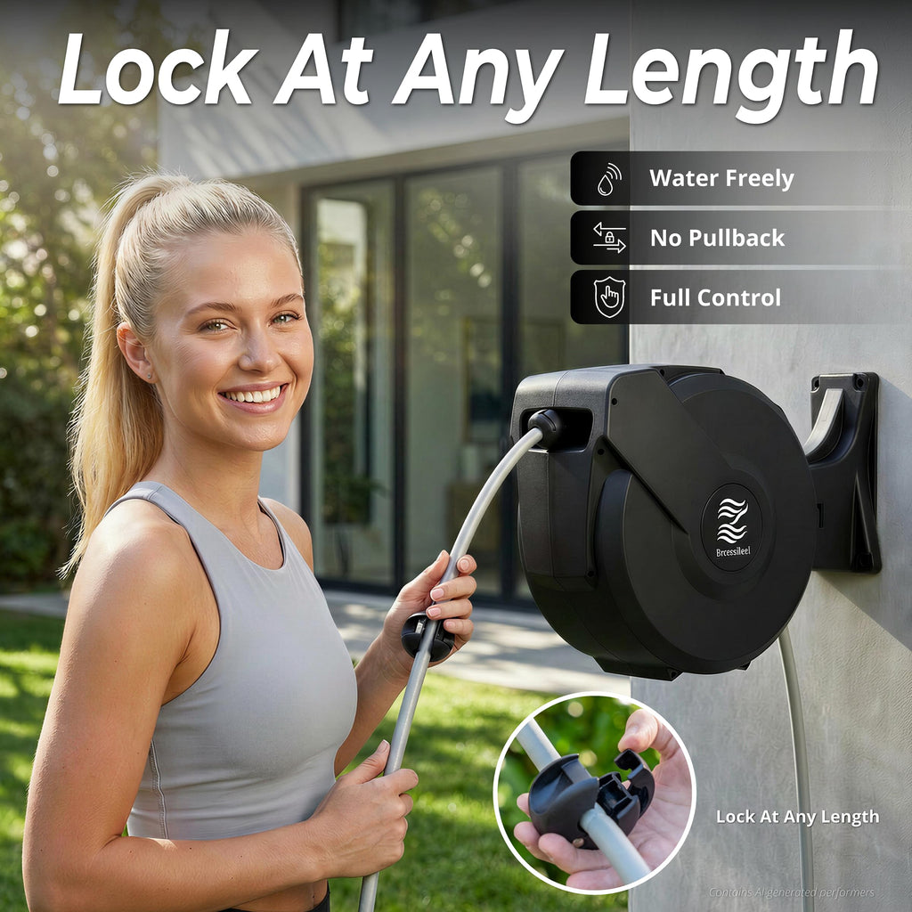 5/8 in x 100 ft Retractable Garden Hose Reel with 10 Patterns Nozzle R48207