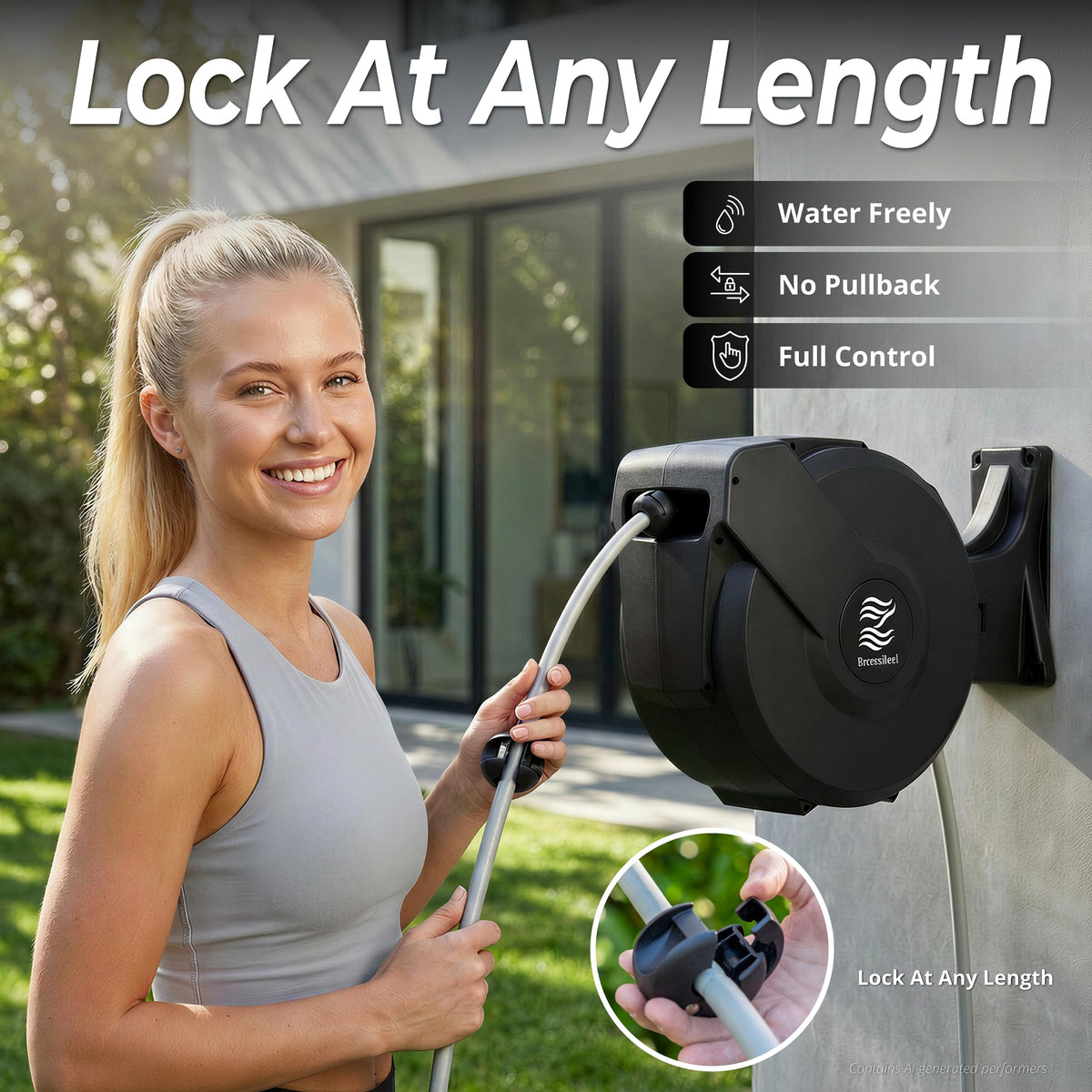 5/8 in x 100 ft Retractable Garden Hose Reel with 10 Patterns Nozzle R48207