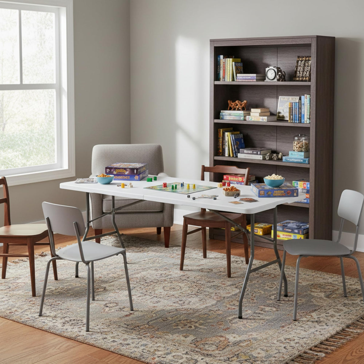 6FT White Folding Table with Carry Handle M886