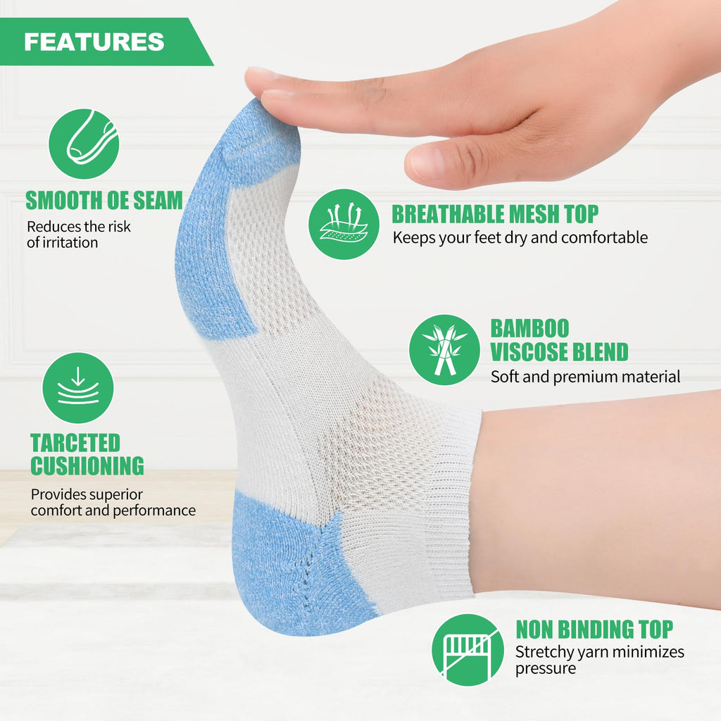 Low Cut Diabetic Socks for Men, 6 Pairs H3739