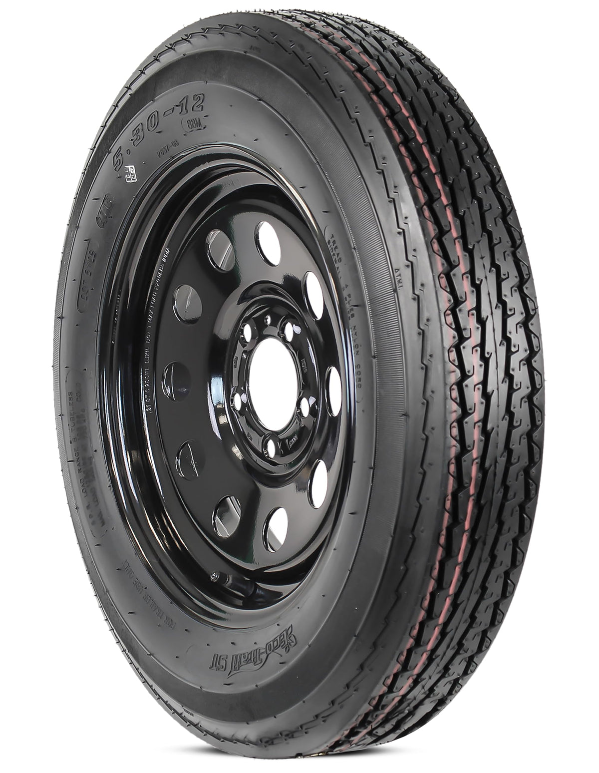 Trailer Tire Rim Assembly 5.30-12 5 Lug Black Wheel D87182