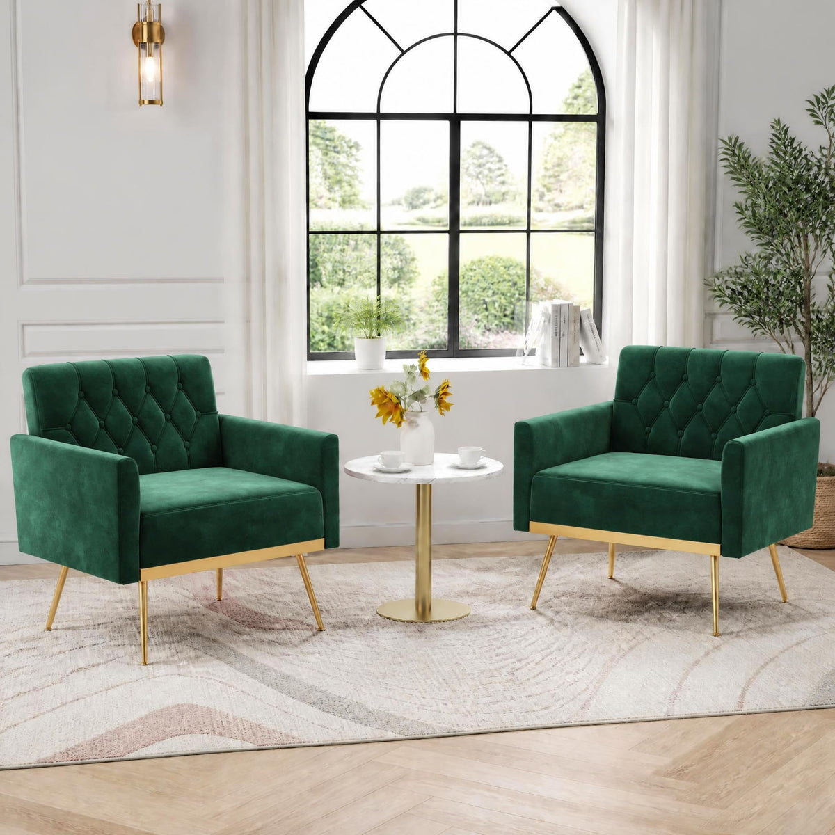 Green Velvet Accent Chairs Set of 2 O752684