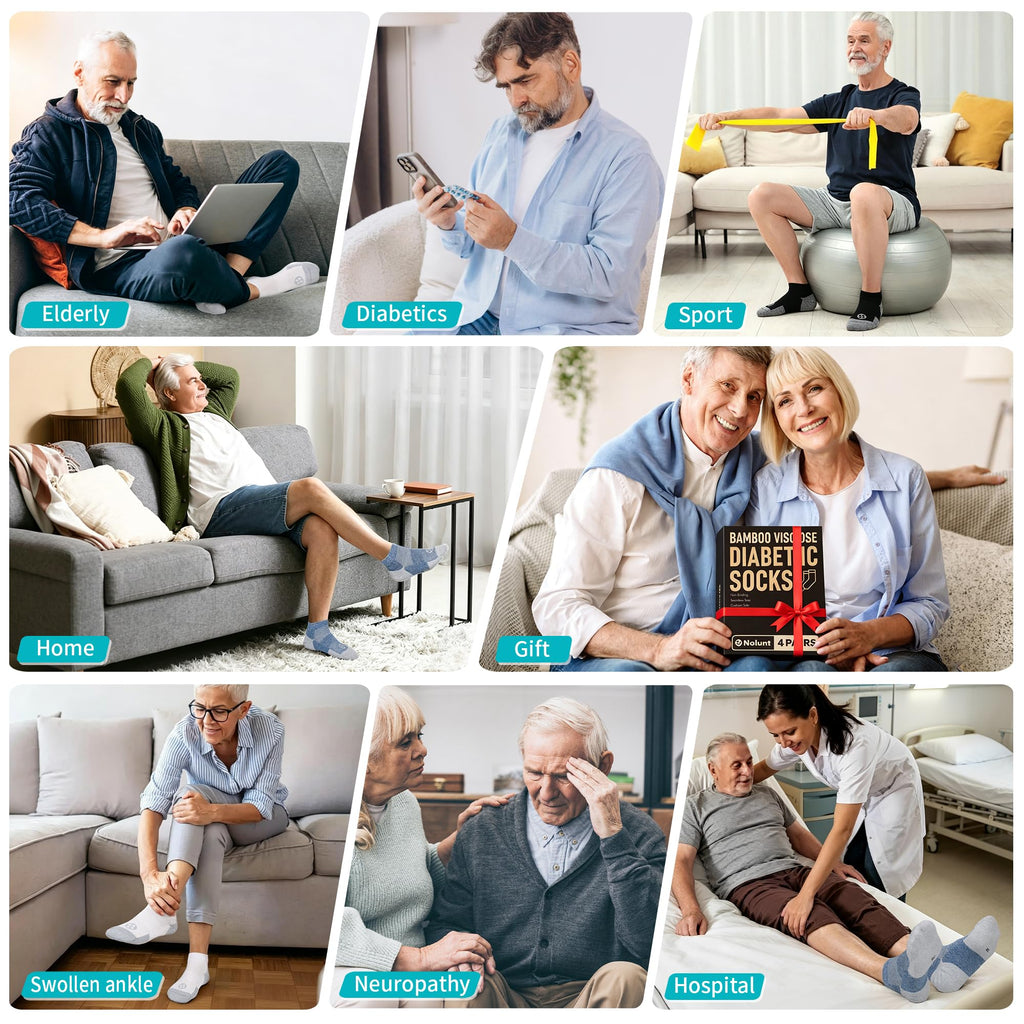 Low Cut Diabetic Socks for Men, 6 Pairs H3739