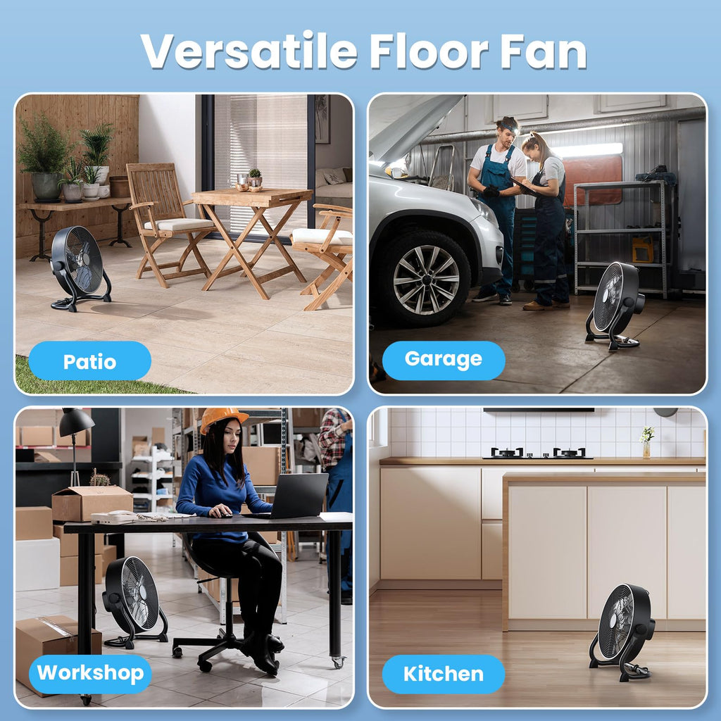12" Rechargeable Battery Powered Portable Outdoor Fan H874301
