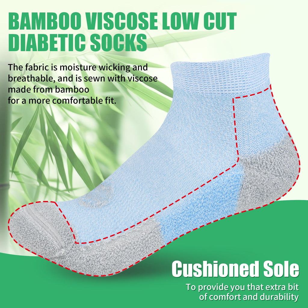 Low Cut Diabetic Socks for Men, 6 Pairs H3739