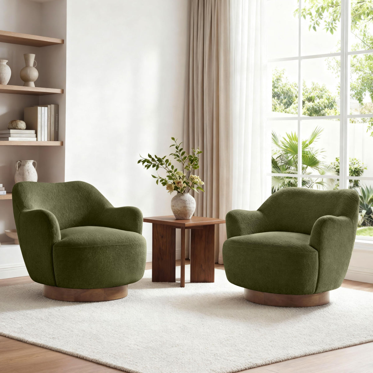 Green Swivel Accent Chair Set of 2 P64821
