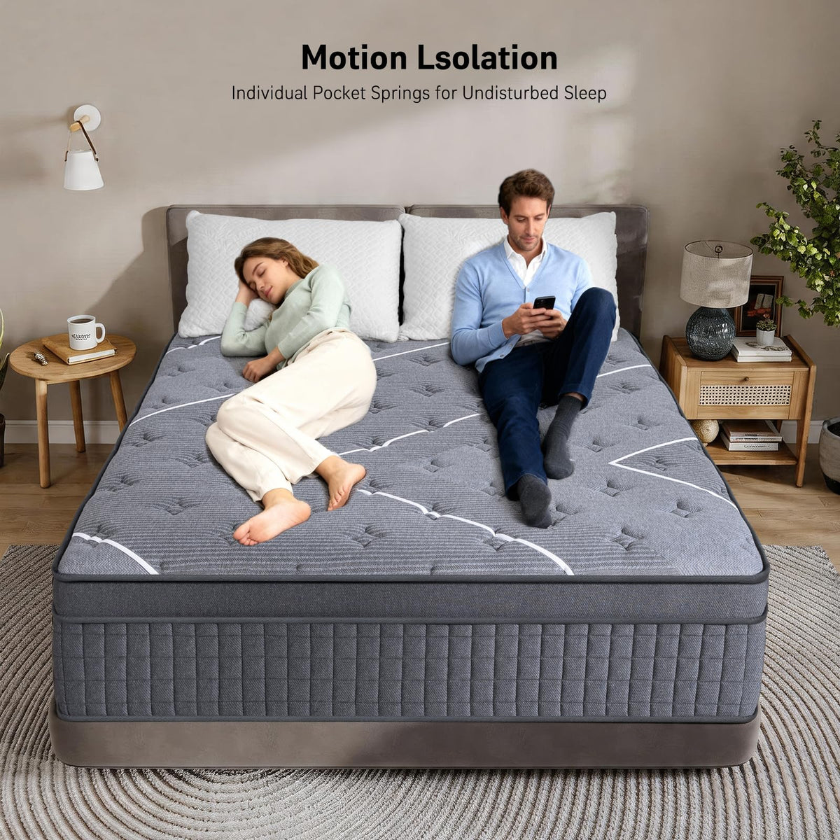 Full Size 12 Inch Gel Memory Foam Pocket Spring Medium Firm Mattress N542
