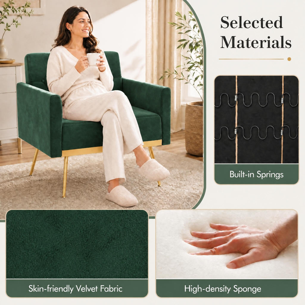 Green Velvet Accent Chairs Set of 2 O752684