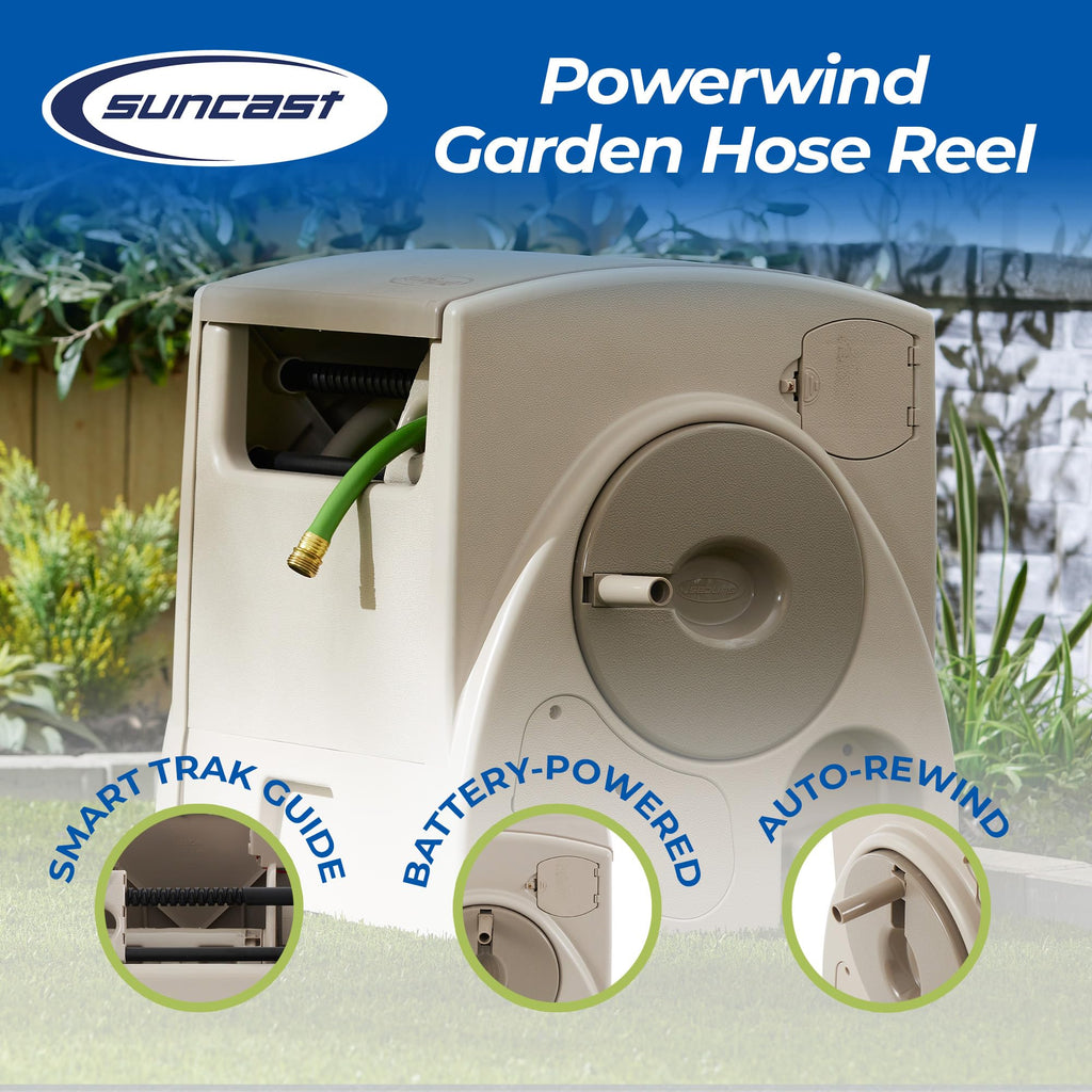 Automatic Rewind Garden Hose Reel, 100 ft. 5/8 in. Vinyl Hose Holder N2642