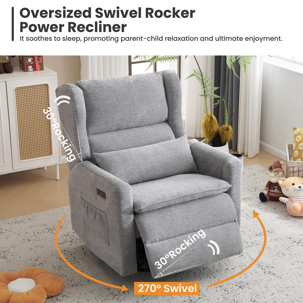 Oversized Swivel Rocker Recliner with Adjustable Headrest A721