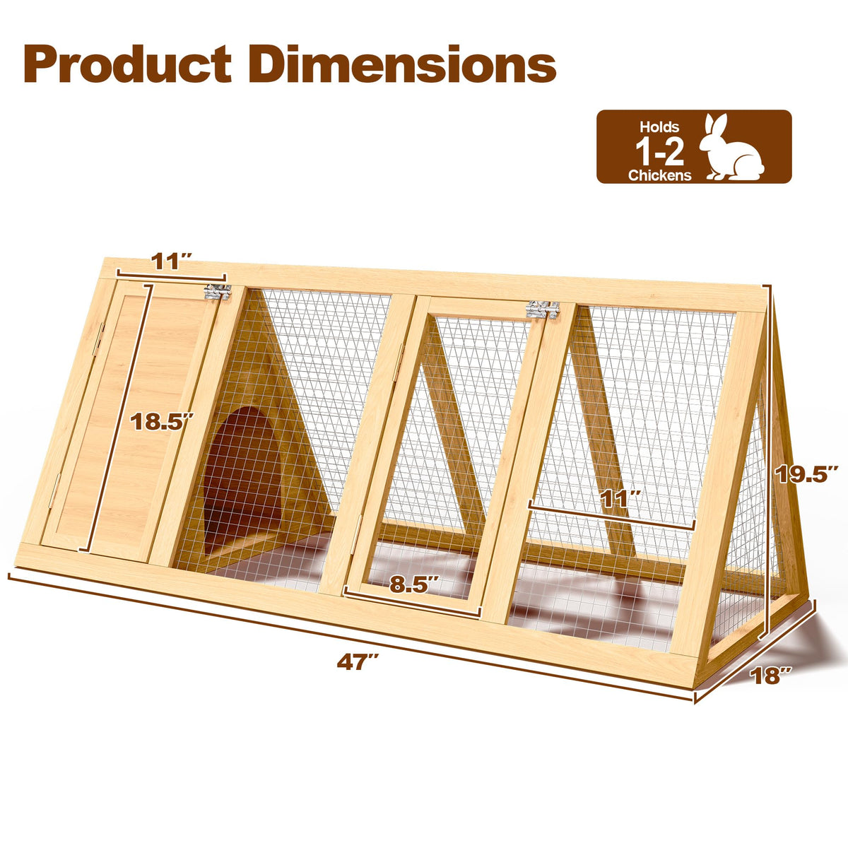A-Frame Wooden Rabbit Hutch with Run Z381398