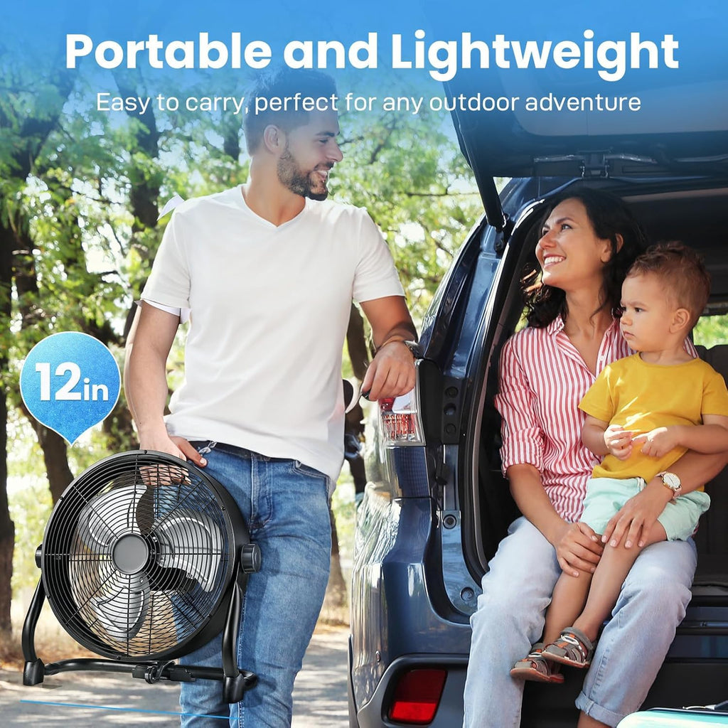 12" Rechargeable Battery Powered Portable Outdoor Fan H874301