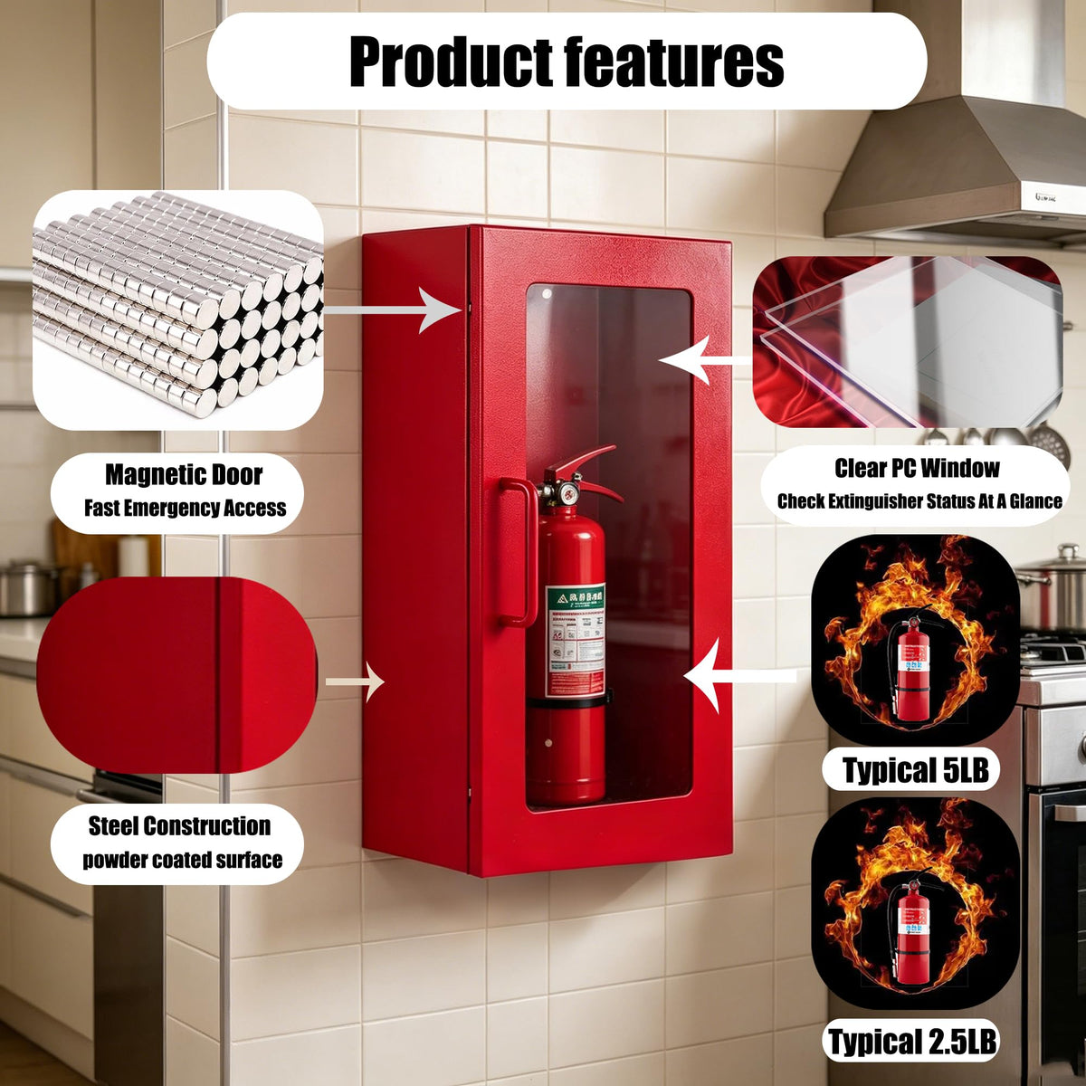 5lb Steel Fire Extinguisher Cabinet Q8866