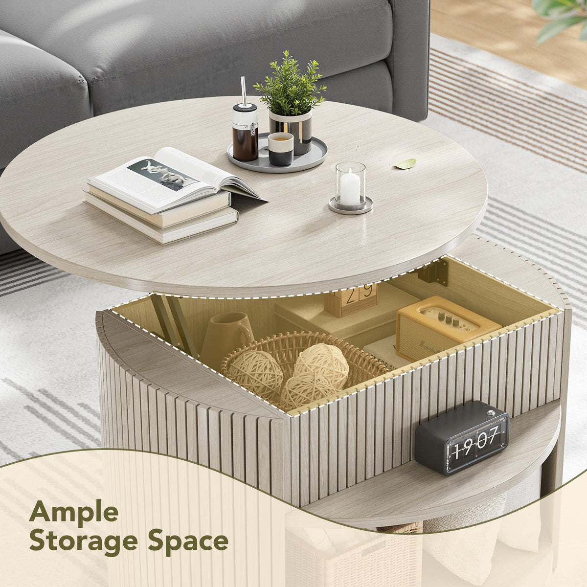 Round Lift Top Coffee Table with Storage M751