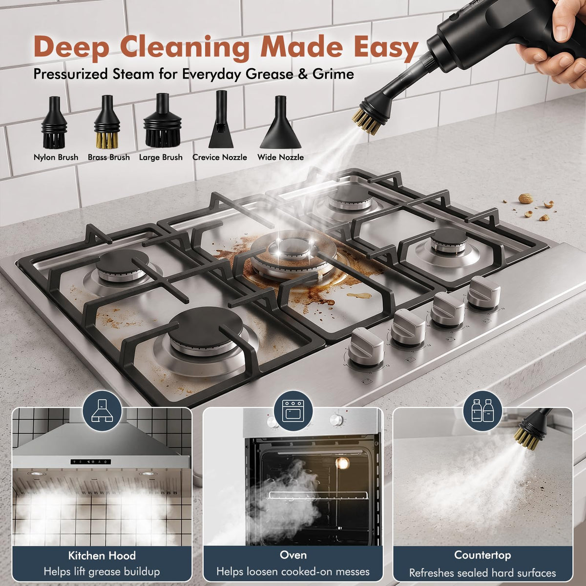 2500W Pressurized Steam Cleaner with 16 Accessories P8712