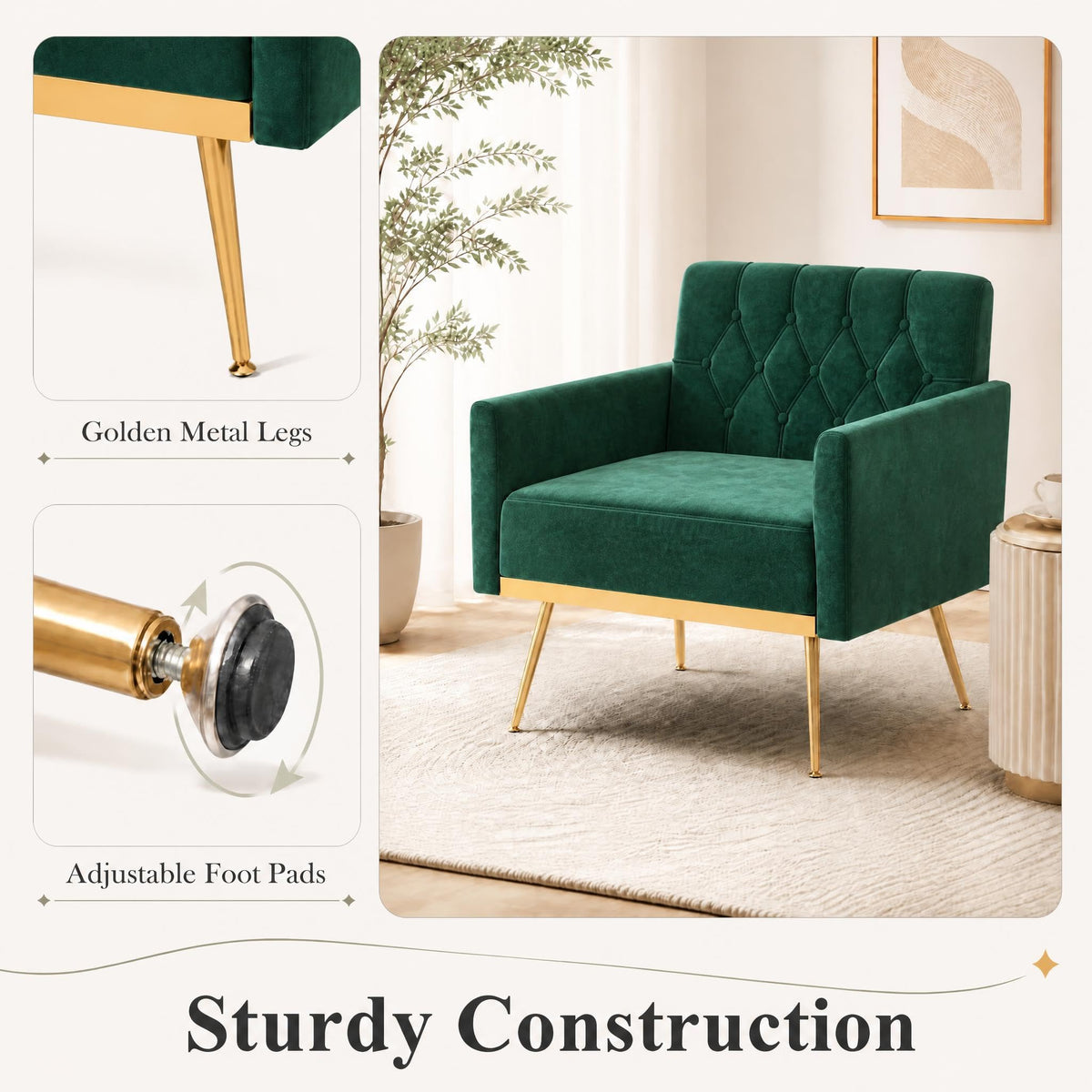 Green Velvet Accent Chairs Set of 2 O752684