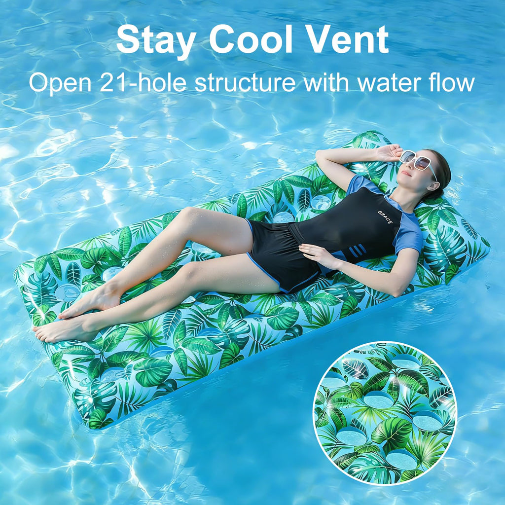2 Pack Inflatable Pool Lounger with Headrest Drink Holder R936718