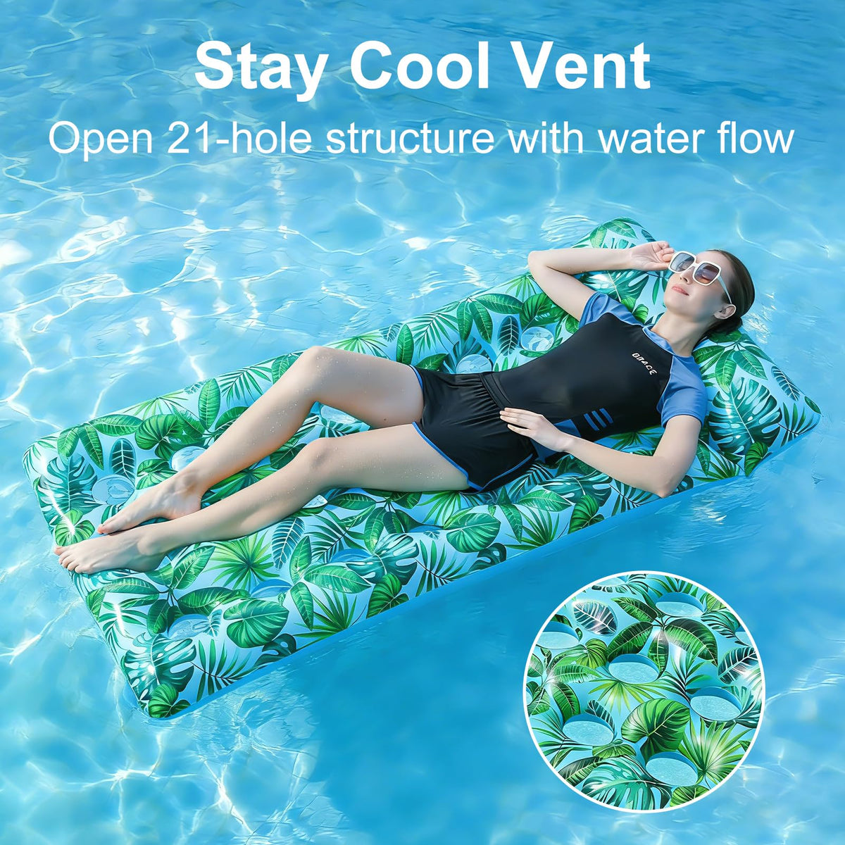 2 Pack Inflatable Pool Lounger with Headrest Drink Holder R936718