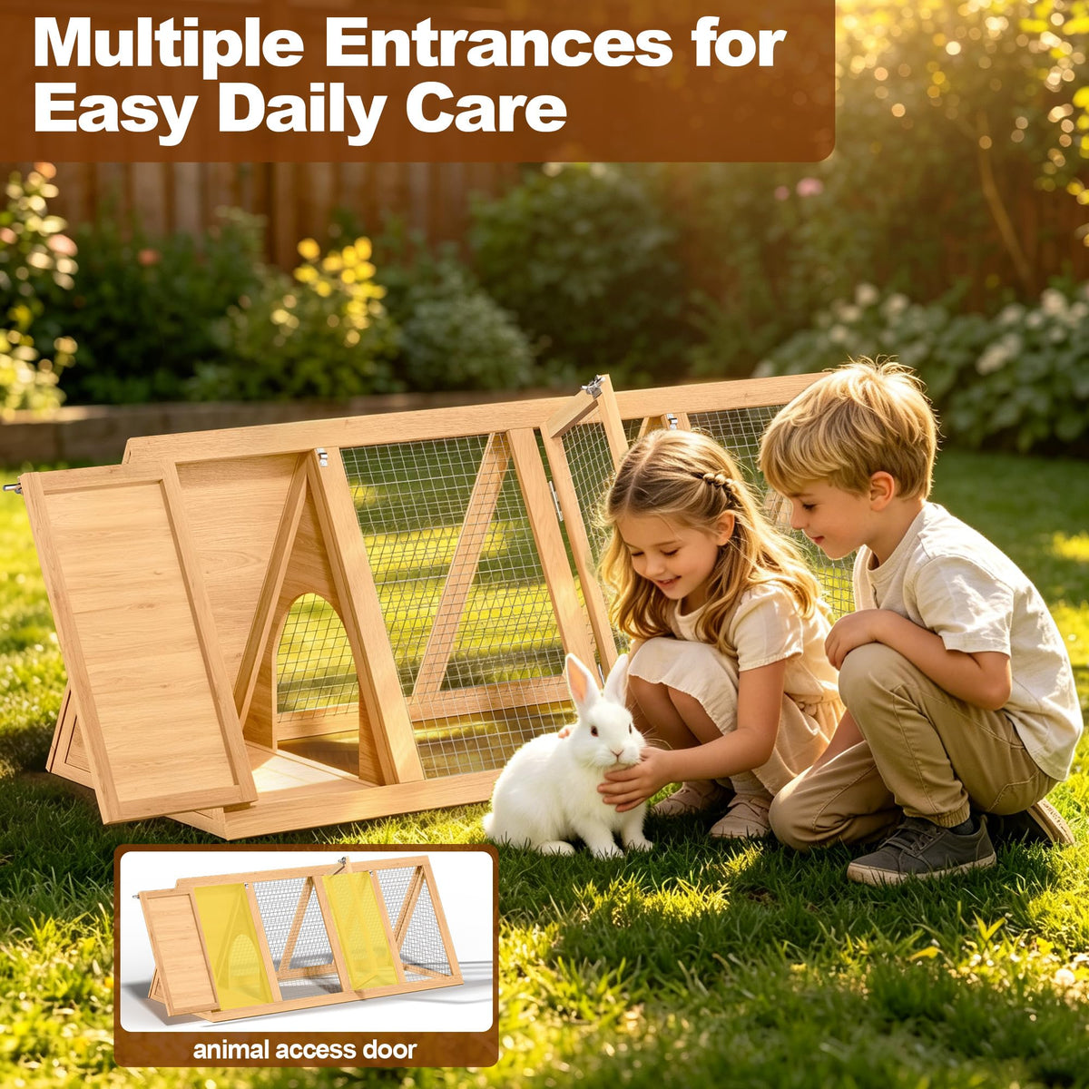 A-Frame Wooden Rabbit Hutch with Run Z381398