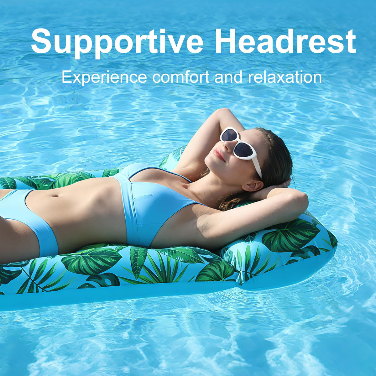 2 Pack Inflatable Pool Lounger with Headrest Drink Holder R936718